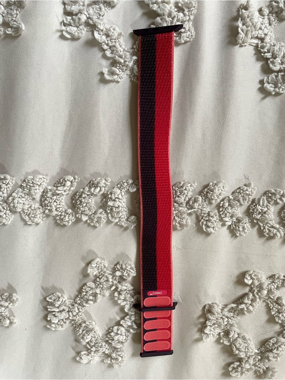 Red and Maroon Striped Elastic Apple Watch Band